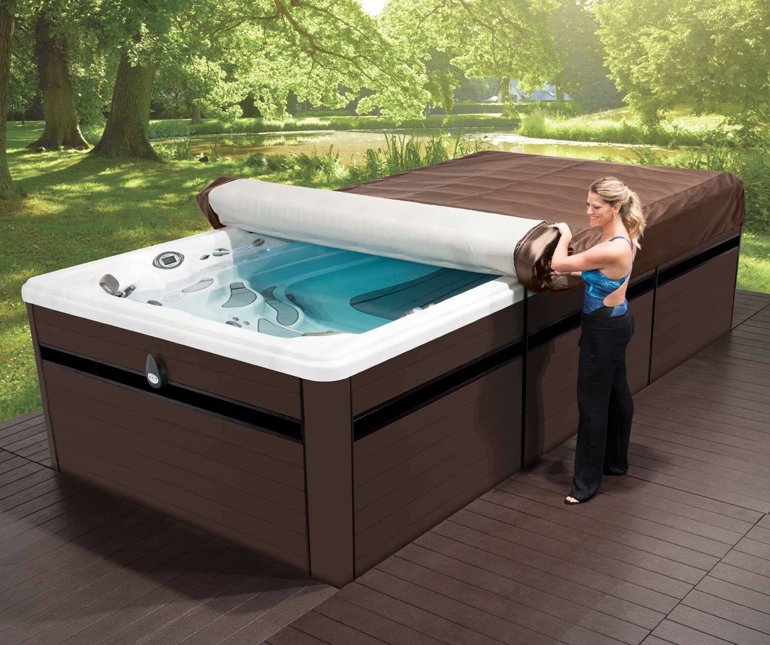 axis cover system easily unrolled on an h2x swim spa by master spas